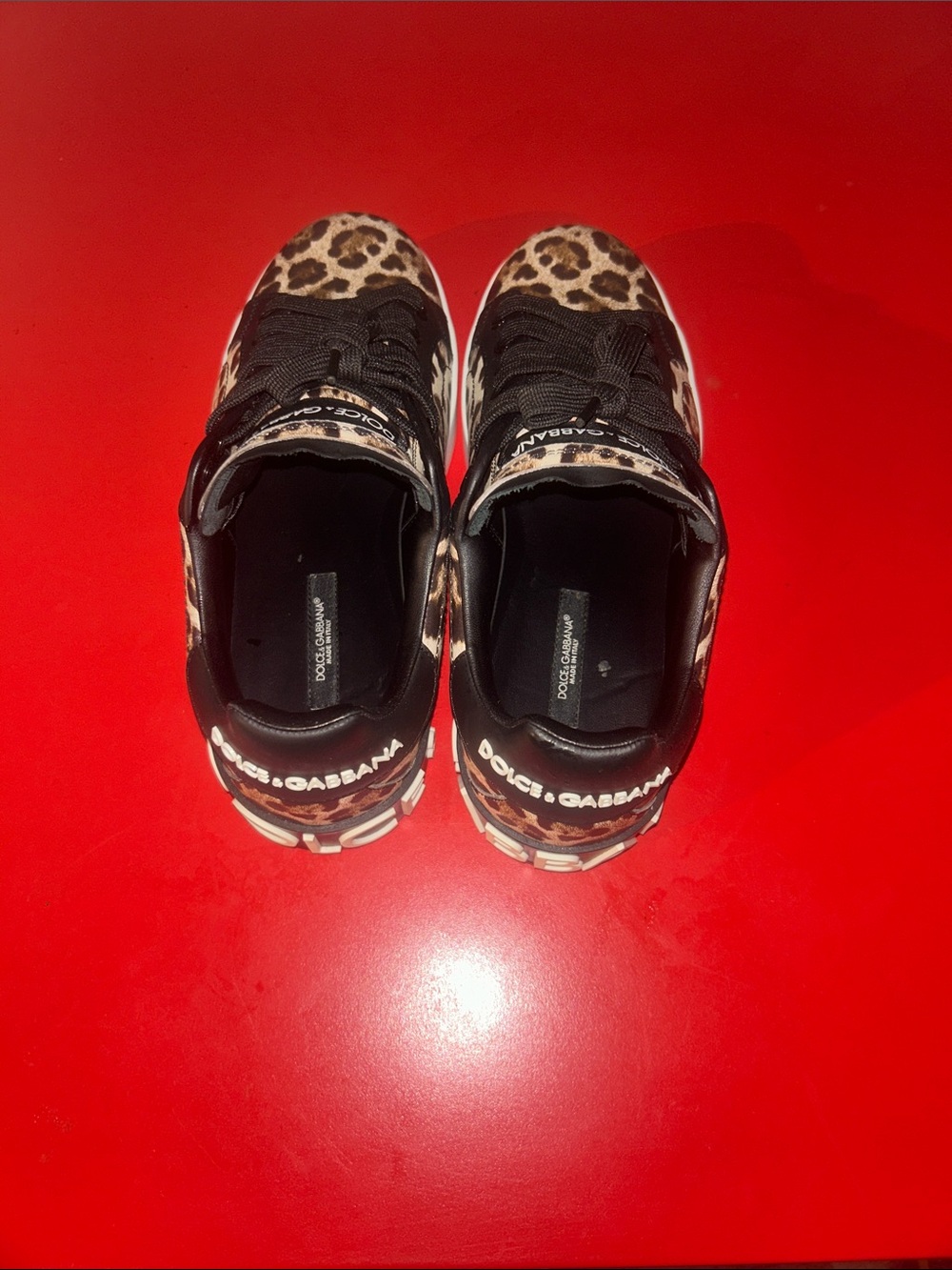 Dolce & Gabbana Kids Leopard Print Sneakers - Black/Tan/White